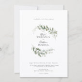 Moderne Eucalyptus Groene Huwelijks QR Code RSVP Kaart (Voorkant)