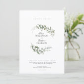 Moderne Eucalyptus Groene Huwelijks QR Code RSVP Kaart (Staand voorkant)