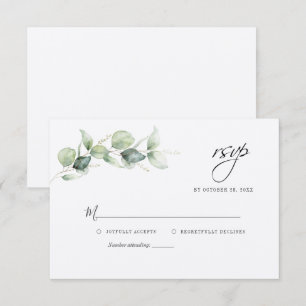 Moderne Eucalyptus Groene Huwelijks RSVP Kaart Notitiekaartje