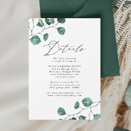Moderne Eucalyptus Groene Huwelijksdetails Informatiekaartje