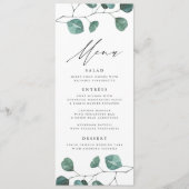 Moderne Eucalyptus Groene Huwelijksmenu Kaart (Voorkant)