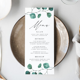 Moderne Eucalyptus Groene Huwelijksmenu Kaart