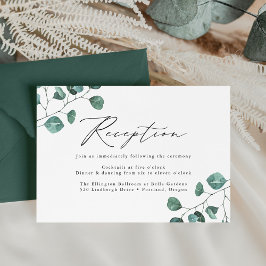 Moderne Eucalyptus Groene Huwelijksreceptie Informatiekaartje