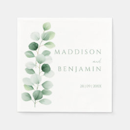 Moderne Eucalyptus Groene Huwelijksserviet Servet