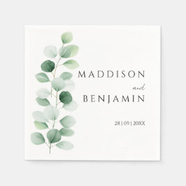 Moderne Eucalyptus Groene Huwelijksserviet Servet