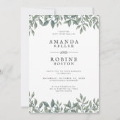 Moderne Eucalyptus Groene Huwelijksuitnodiging Kaart (Voorkant)