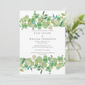 Moderne Eucalyptus Groene Proefhuwelijksdiner Kaart (Staand voorkant)