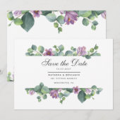 Moderne Eucalyptus Groene Script Save The Date (Voorkant / Achterkant)
