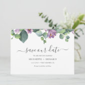 Moderne Eucalyptus Groene Script Save The Date (Staand voorkant)