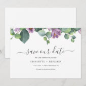 Moderne Eucalyptus Groene Script Save The Date (Voorkant / Achterkant)