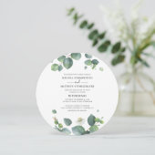 Moderne Eucalyptus Groene Trouwdag Kaart (Staand voorkant)