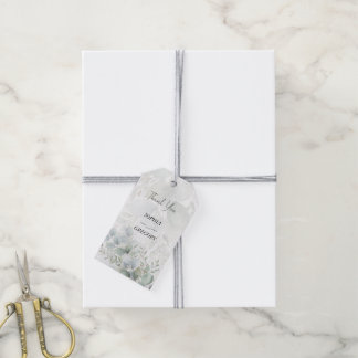 Moderne Eucalyptus Horizontale Trouw Dank Je Tag Cadeaulabel