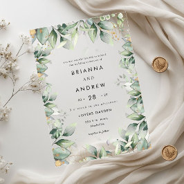 Moderne Eucalyptus Huwelijk Acryl Acryl Uitnodigingen