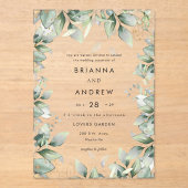 Moderne Eucalyptus Huwelijk Acryl Acryl Uitnodigingen (Voorkant)