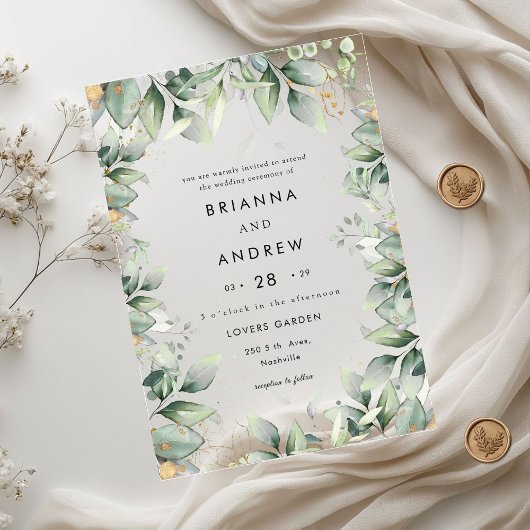 Moderne Eucalyptus Huwelijk Acryl Uitnodigingen