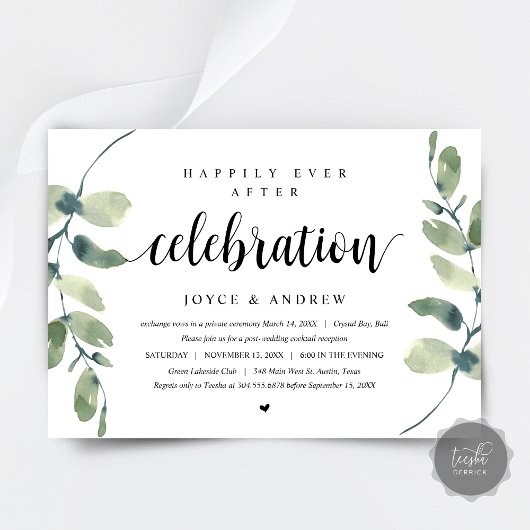 Moderne Eucalyptus, Huwelijksvlucht Feest Kaart