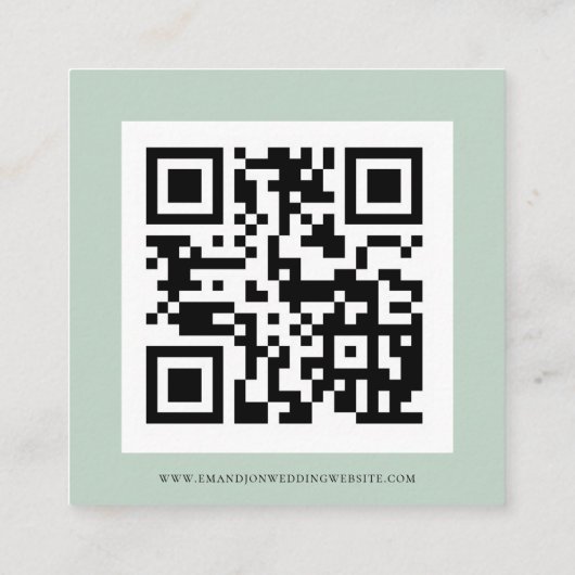 Moderne Eucalyptus Ivory Sage QR Code Weddenschap Informatiekaartje (Achterkant)