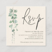 Moderne Eucalyptus Ivory Sage QR Code Weddenschap  Informatiekaartje (Voorkant)
