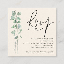 Moderne Eucalyptus Ivory Sage QR Code Weddenschap  Informatiekaartje