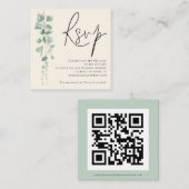 Moderne Eucalyptus Ivory Sage QR Code Weddenschap Informatiekaartje (Voorkant / Achterkant)