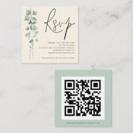 Moderne Eucalyptus Ivory Sage QR Code Weddenschap Informatiekaartje