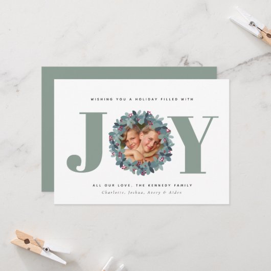 Moderne Eucalyptus Kaart met kerstmis foto's (Voorkant / Achterkant in situ)