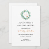 Moderne eucalyptus kalligrafie monogram uitnodigin kaart (Voorkant / Achterkant)