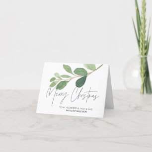 Moderne Eucalyptus kerstkaart voor moeder en vader Feestdagen Kaart