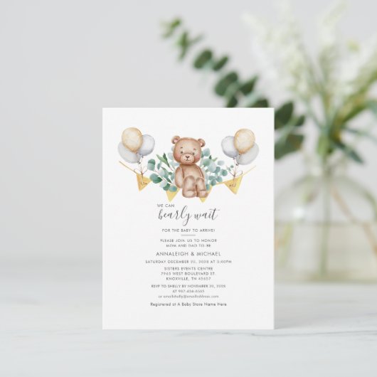 Moderne eucalyptus koppels Baby shower Beer Kaart (Staand voorkant)