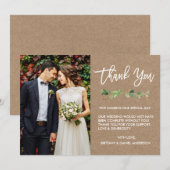 Moderne Eucalyptus Kraft-foto in penseelscript Bedankkaart (Voorkant / Achterkant)