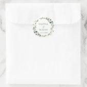 Moderne Eucalyptus Krans Bloemige Trouw Boho Ronde Sticker (Tas)