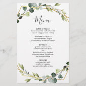 Moderne eucalyptus krans bruiloft Boho diner menu (Voorkant)