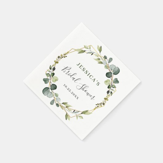 Moderne Eucalyptus Krans Frame Bruidsdouche Servet (Hoek)