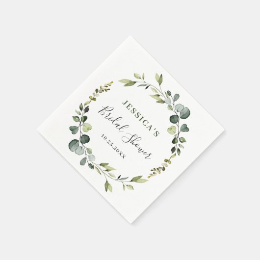 Moderne Eucalyptus Krans Frame Bruidsfeest Boho Servet (Hoek)