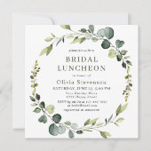 Moderne Eucalyptus Krans Frame BRUILOFTSLUNCH Kaart (Voorkant)