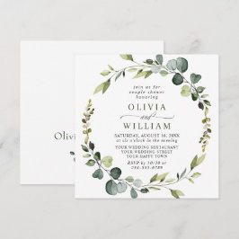 Moderne Eucalyptus Krans Frame COUPLE BRUILOFT Kaart