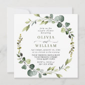 Moderne Eucalyptus Krans Frame COUPLE BRUILOFT Kaart (Voorkant)