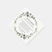 Moderne eucalyptus krans leuke weetjes bruiloft bo servet (Hoek)