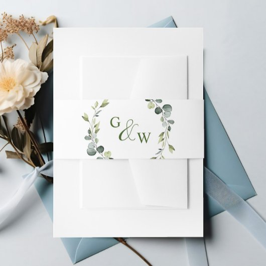 Moderne eucalyptus krans Lijst bruiloft Boho Uitnodigingen Wikkel