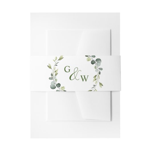 Moderne eucalyptus krans Lijst bruiloft Boho Uitnodigingen Wikkel (Voorkant Voorbeeld)