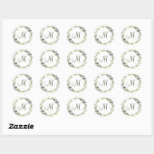 Moderne eucalyptus krans MONOGRAM Boho Ronde Sticker (Vel)