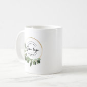 Moderne Eucalyptus krans op maat Business logo Koffiemok (Voorkant links)