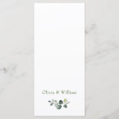 Moderne Eucalyptus Krans Watercolor Bruiloft Menu (Achterkant)