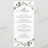 Moderne Eucalyptus krans Waterverf bruiloft Boho Menu (Voorkant)