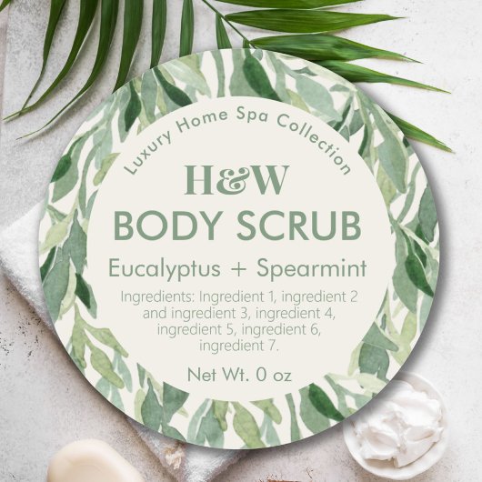 Moderne eucalyptus laat botanisch product label