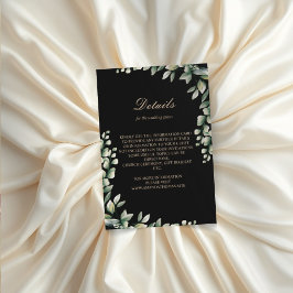 Moderne eucalyptus laat elegante bruiloft achter informatiekaartje