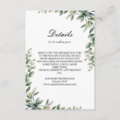 Moderne eucalyptus laat elegante bruiloft achter informatiekaartje (Voorkant)