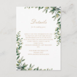 Moderne eucalyptus laat elegante bruiloft achter informatiekaartje
