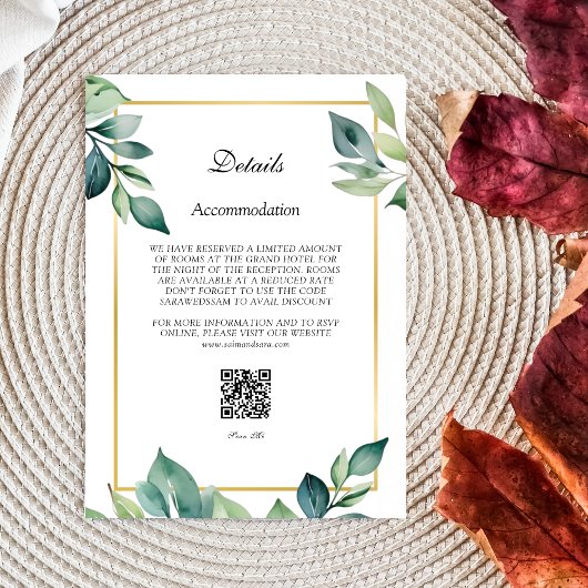 Moderne Eucalyptus laat QR code details achter Kaart