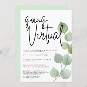 Moderne Eucalyptus laat script virtuele bruiloft a Kaart